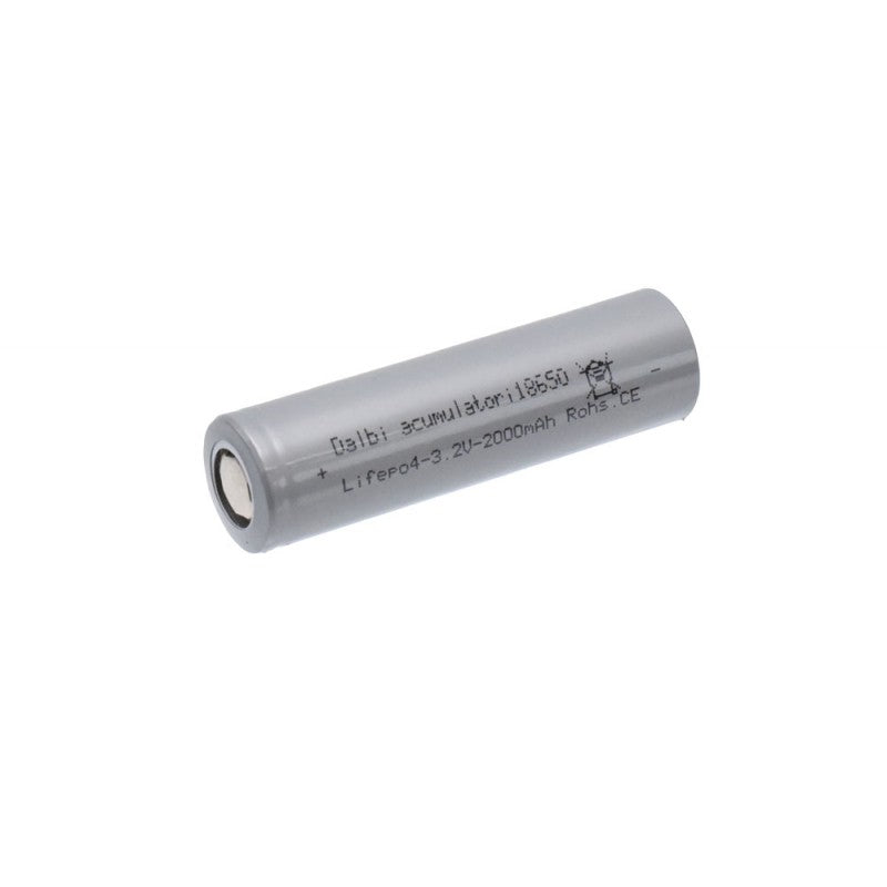 Acumulator 18650 LiFePO4 2000mAh vazut din lateral, pozitie orizontala