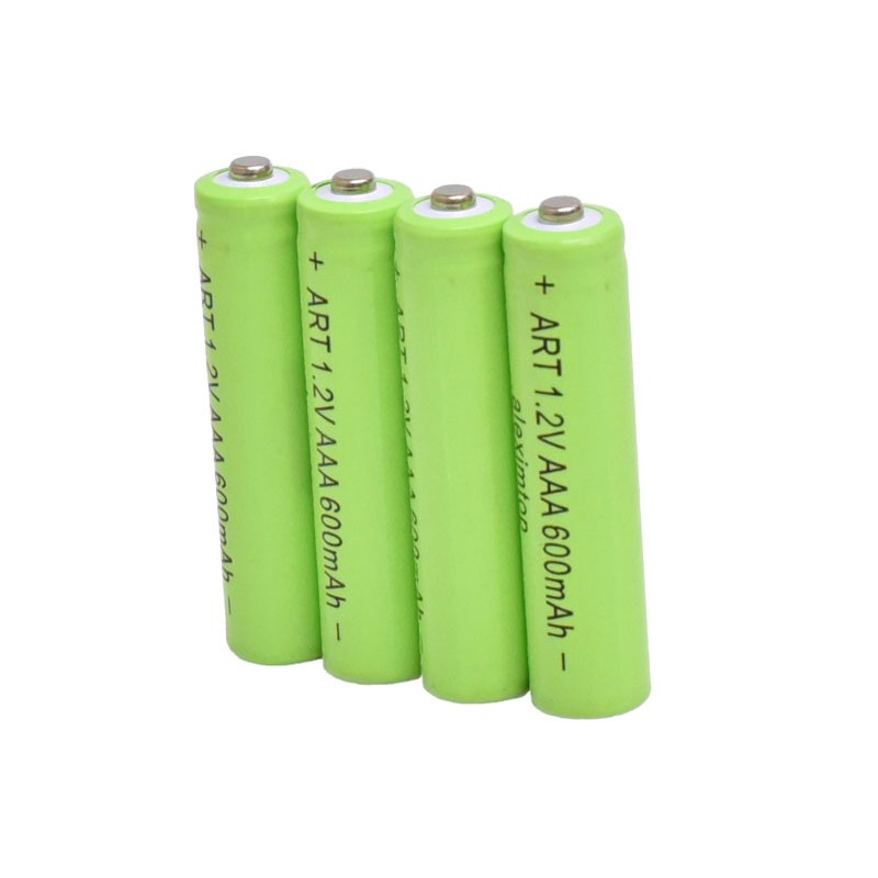 Set 4 acumulatori reincarcabili AAA NiMH 1.2V 600mAh, verzi, vazuti din fata