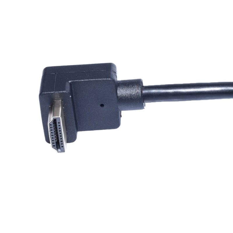 Adaptor HDMI cablu scurt, mufa tata cotita la 90 de grade, detaliu conector