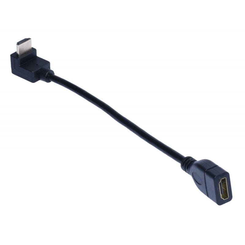 Adaptor HDMI unghi 90 grade, vedere laterala completa cu ambele capete