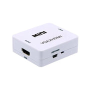 Convertor mini VGA la HDMI Full HD 1080p cu iesire HDMI si alimentare USB, carcasa alba compacta