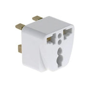 Adaptor stecher universal UK 3 pini, carcasa ABS alba, compatibil prize europene si americane