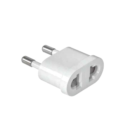 Adaptor stecher US-China la priza europeana, plastic ABS alb, contacte cupru, compact pentru calatorie