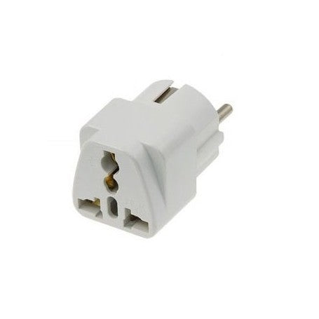 Adaptor stecher universal 2P, compatibil prize SUA/UK/China/Italia, carcasa ABS alba, contacte cupru