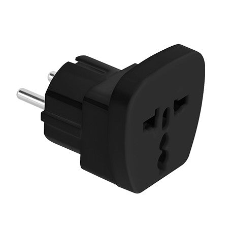 Adaptor stecher universal pentru prize europene, compatibil SUA UK China Italia, 220-240V, plastic ABS ignifug, negru