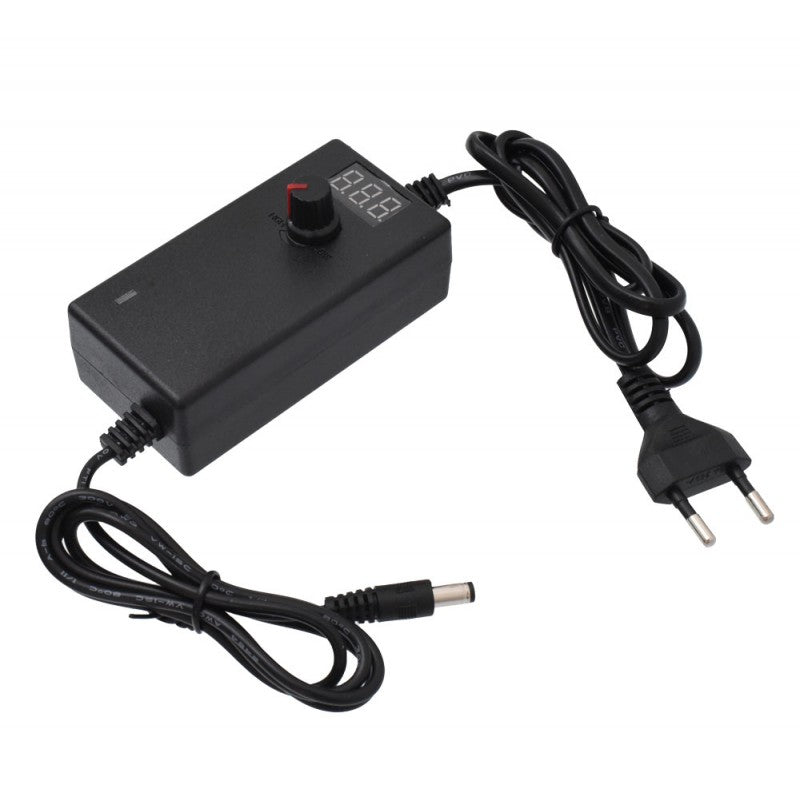 Alimentator reglabil 3V-12V 2A cu afisaj digital LCD si potentiometru, mufa DC 2.1mm, stecher EU