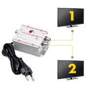 Amplificator semnal TV 2 iesiri 20 dB, 220V, cu cablu alimentare, compatibil cablu si satelit