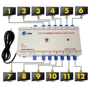 Amplificator semnal TV CATV cu 12 iesiri, 220V, spliter coaxial pentru distributie semnal la 12 televizoare simultan