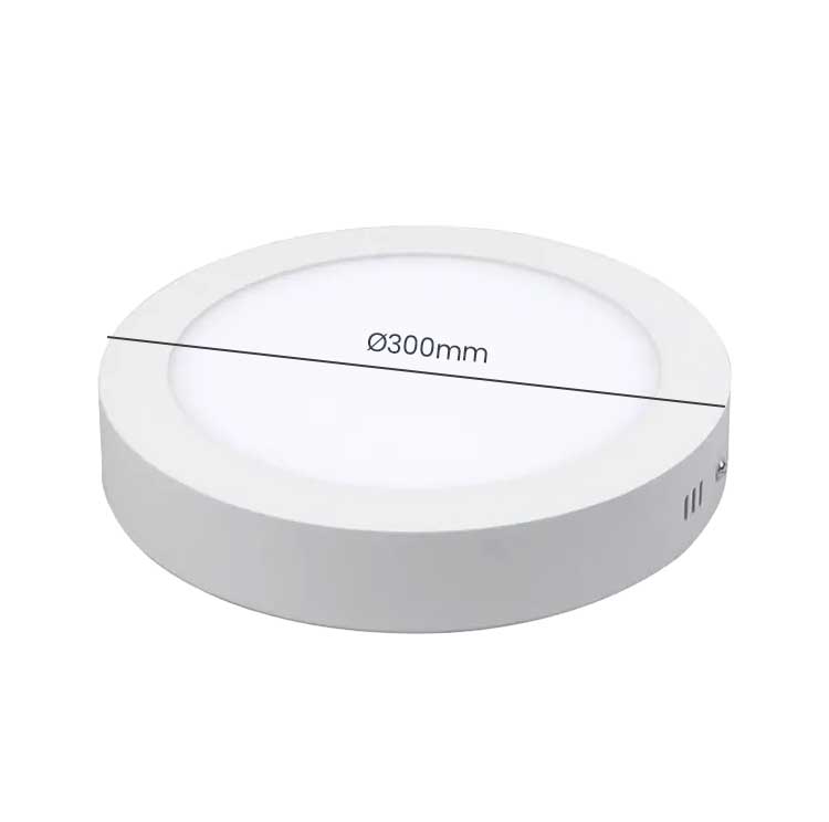 Aplica LED rotunda aparenta cu diametru de 300mm, vedere laterala cu dimensiuni marcate