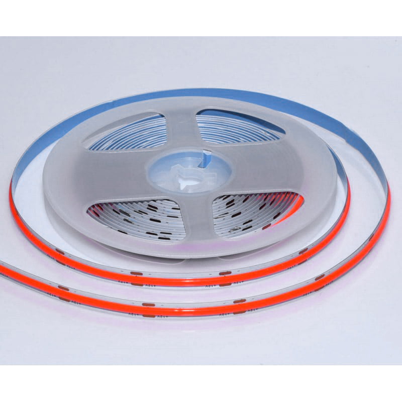 Banda COB LED rosie 12W/m, 252 LED/m, rola 5m, lumina continua fara puncte, unghi 180 grade