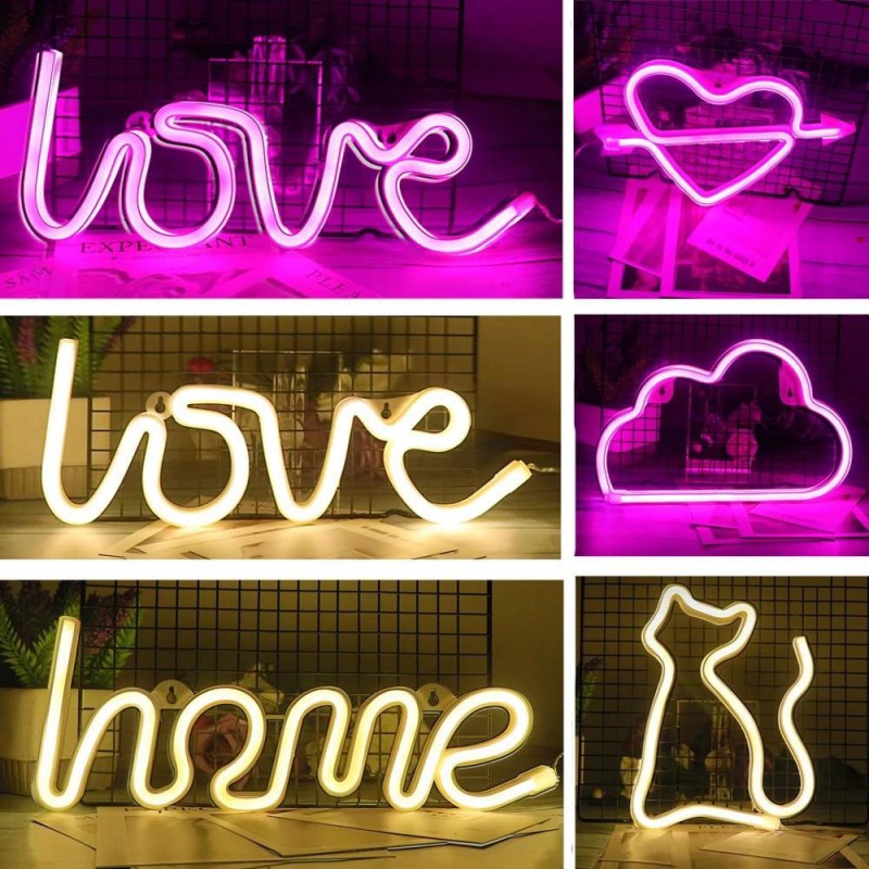 Banda LED neon flexibil modelata in forme decorative: love, home, inima, nor, pisica
