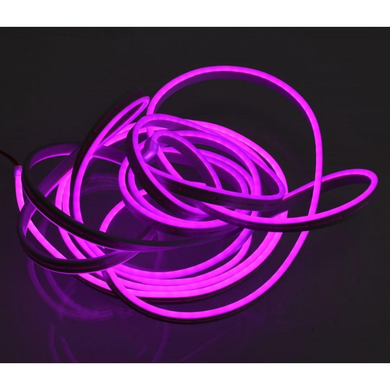 Banda LED neon flexibila mov 12V, IP67, 5m, lumina uniforma fara puncte vizibile