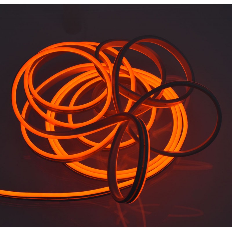 Banda LED neon flexibil orange 12V, 5m, IP67, efect neon continuu, invelis siliconic