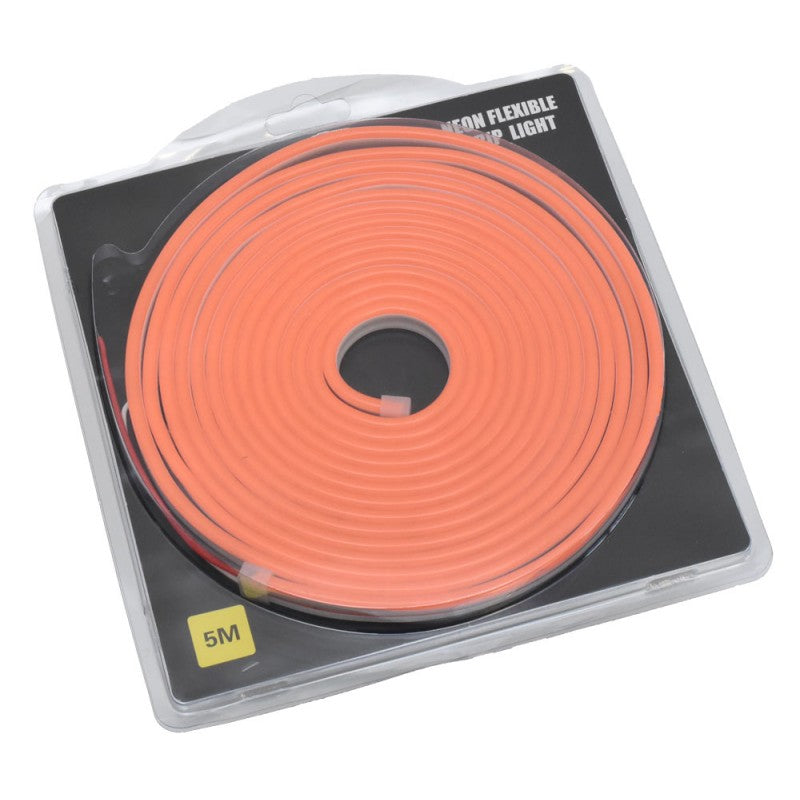 Banda LED neon flexibil orange 5m pe rola, ambalaj blister transparent