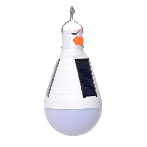Bec LED solar 12W portabil cu panou solar integrat, IP54, incarcare Micro USB 5V, agatatoare metalica