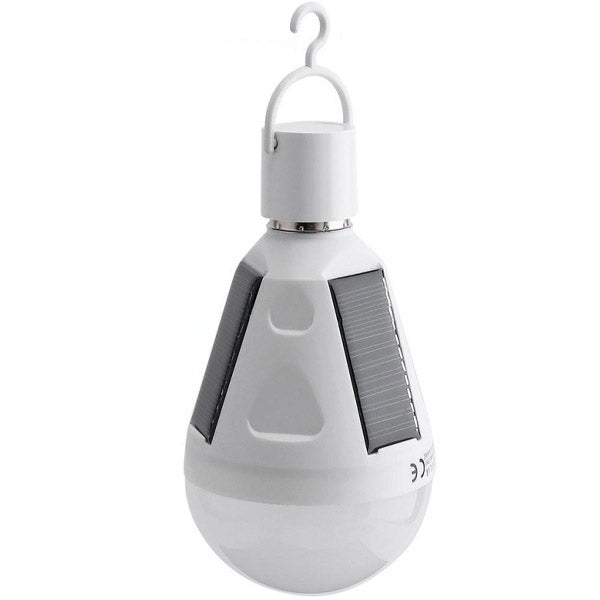 Bec LED solar 7W cu panou solar integrat si carlig de agatat, incarcare DC 5V, IP54