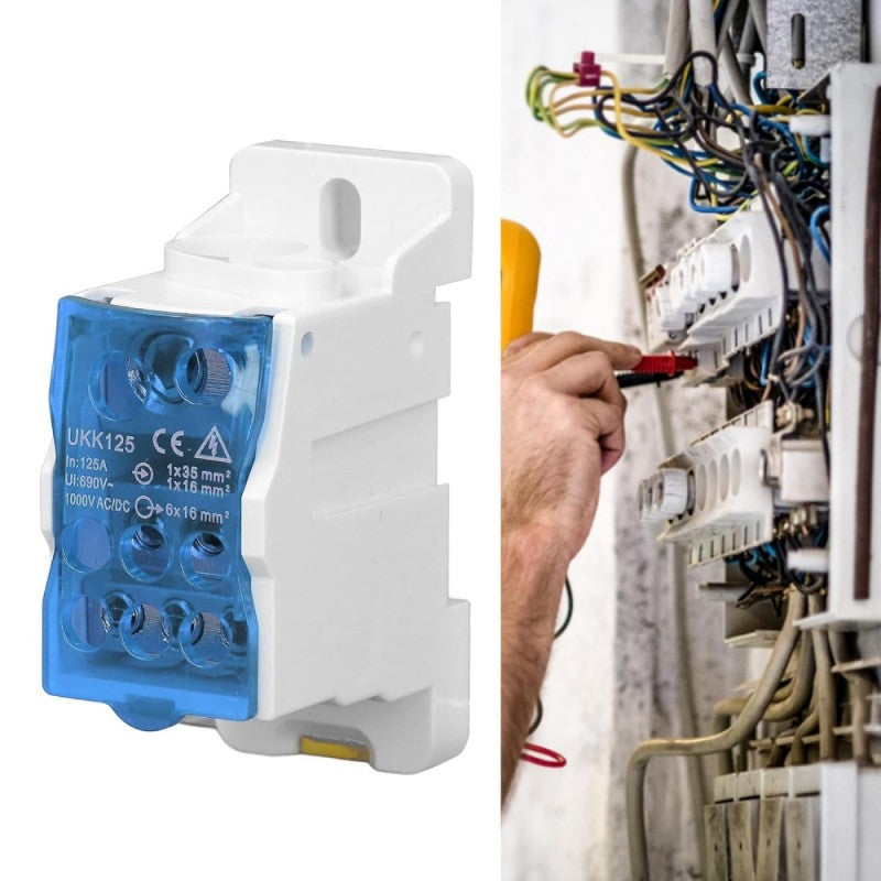 Bloc terminal distributie 125A montat in tablou electric, utilizare profesionala instalatii