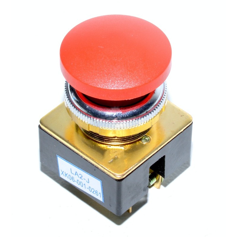 Buton push tip ciuperca rosu, 5A, fara retinere, montaj filet 36mm, contact NC, carcasa ignifuga