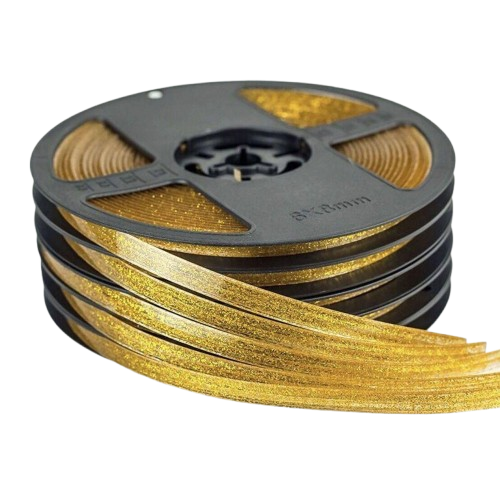Banda de etansare siliconica aurie pe rola, latime 8mm, aspect glitter premium