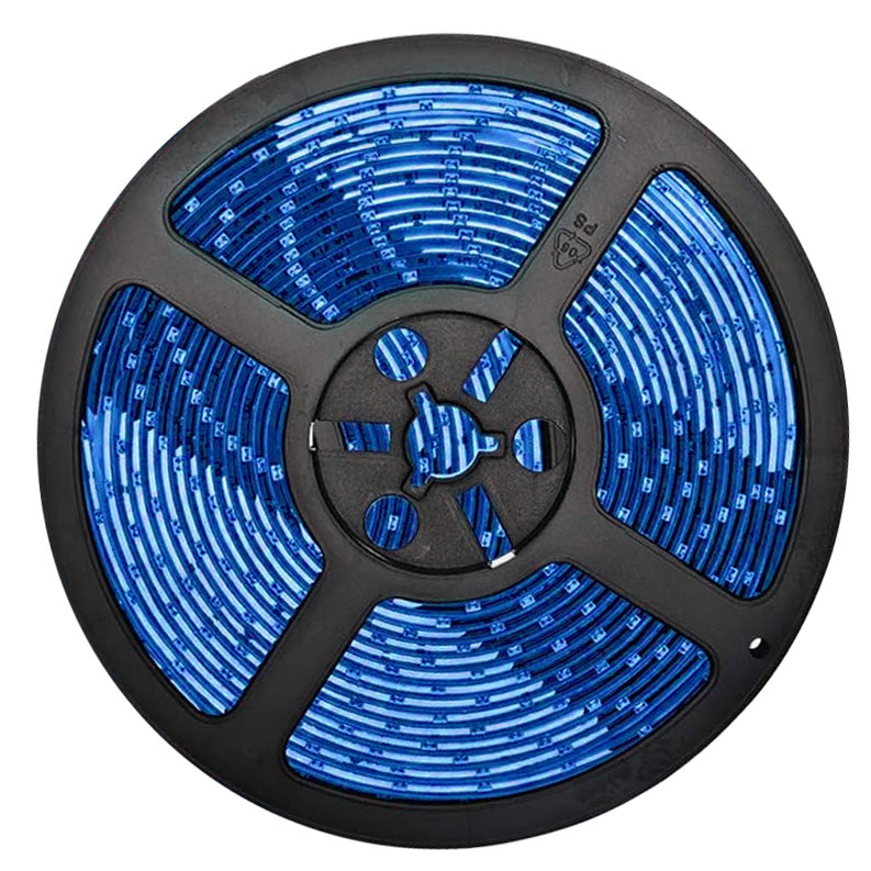 Banda LED albastra 12V, 120 LED/m, IP20, rola 5 metri cu chip SMD 2835 pentru iluminat decorativ interior