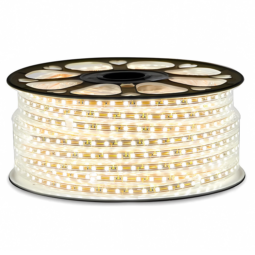 Banda LED 220V alb neutru 4000K, IP65, 120LED/m, rola 100 metri pentru iluminat interior si exterior