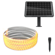 Banda LED solara 5m, panou monocristalin 50W, IP65, lumina calda 3000K, suport tarus inclus