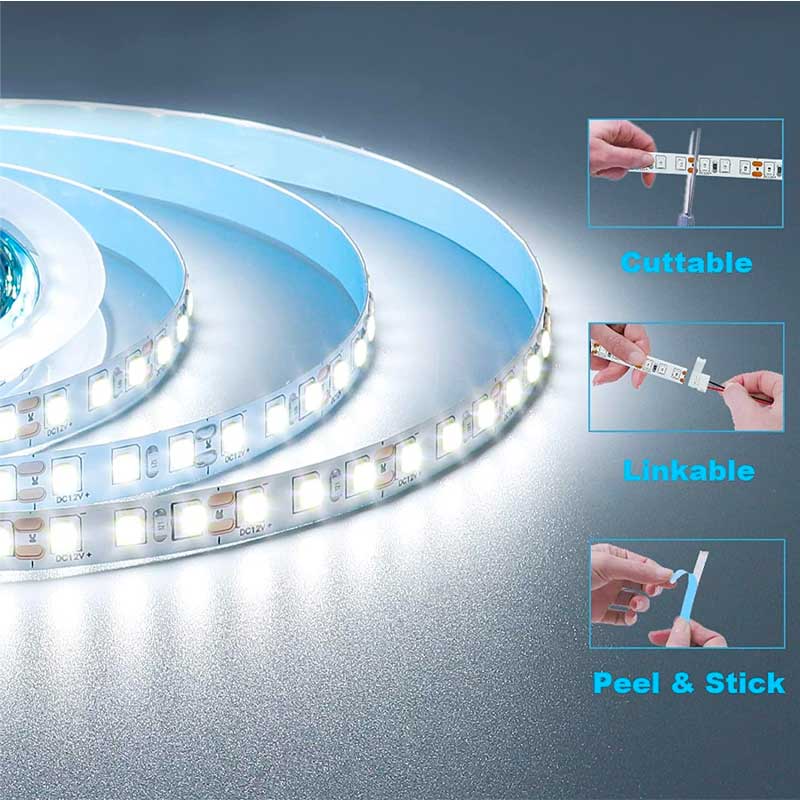 Banda LED SMD5050 flexibila, taiere si conectare usoara, adeziv dublu-strat peel and stick