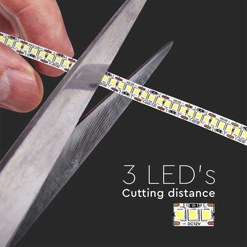 Banda LED taiabila la fiecare 3 LED-uri, distanta de taiere precisa cu foarfeca