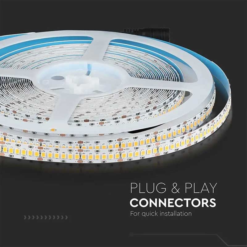 Banda LED SMD 2835 pe rola cu conectori plug and play pentru instalare rapida, 24V