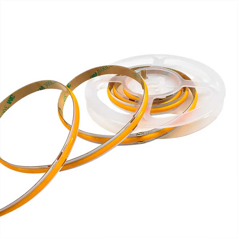 Banda LED COB pe rola transparenta cu adeziv 3M, detaliu constructie flexibila