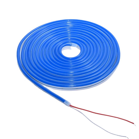 Banda LED neon flexibila albastra 5m, IP67, 8-10W/m, rulou cu fire de conectare