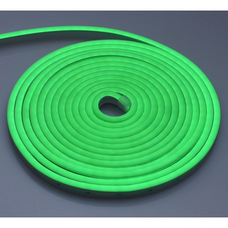 Banda LED neon verde flexibila 5m rulata compact, profil plat din silicon