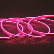 Banda LED neon flexibil roz 12V IP67 5m, lumina continua fara puncte vizibile, efect neon decorativ