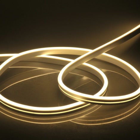 banda LED neon flexibil 5m alb cald, 8-10W/m, IP67, lumina continua fara puncte vizibile