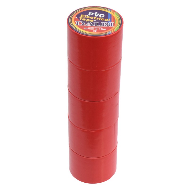 Set 5 role banda izolatoare PVC rosie 50mm stivuite vertical, 75m total