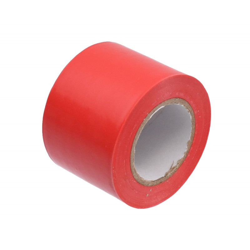 Banda izolatoare PVC rosie fara eticheta, miez carton alb vizibil, latime 50mm
