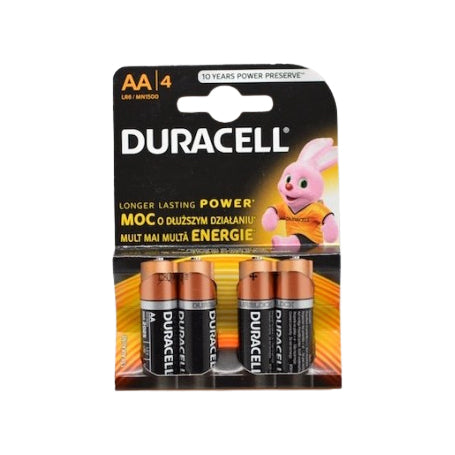 Baterii alcaline AA 1.5V, pachet 4 bucati, durata depozitare 10 ani, compatibile lanterne si telecomenzi
