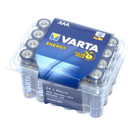 Baterii alkaline AAA 1.5V in cutie transparenta inchisa, pachet 24 bucati tip Micro LR03