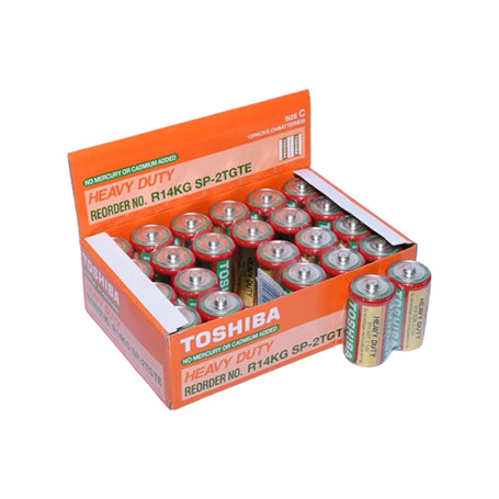 Baterii tip C R14 Heavy-Duty, cutie deschisa cu 24 bucati, depozitare organizata