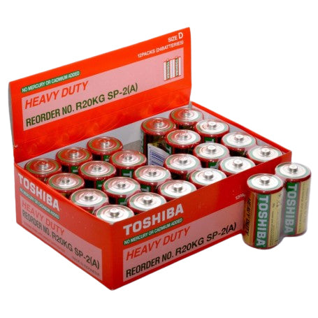 Baterii zinc-carbon tip D 1.5V Heavy-Duty, set 24 bucati in cutie rosie, fara mercur sau cadmiu