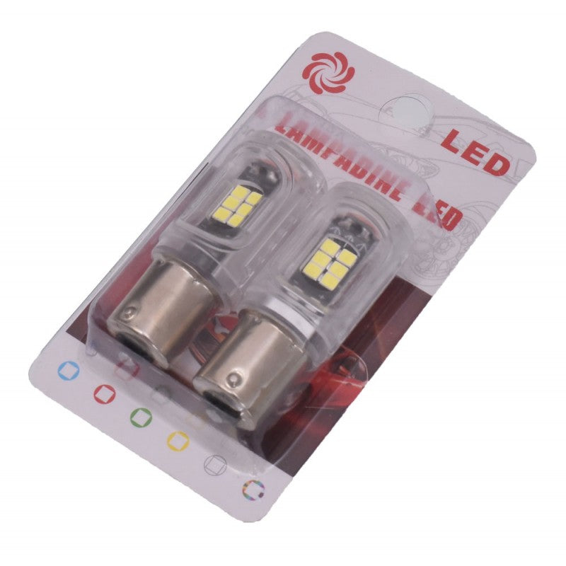 Set 2 becuri LED auto BA15S P21W ambalaj blister original, vedere frontala