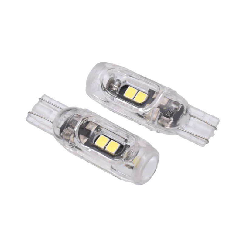 Becuri LED T10 auto pozitie 2W 12V, set 2 bucati, lumina alba 6000K, soclu W5W transparent