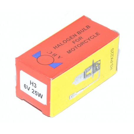 Cutie bec halogen H3 PK22S 6V 25W pentru motocicleta, detaliu ambalaj