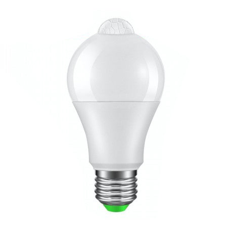Bec LED E27 cu senzor de miscare PIR, 12W, 6500K, 810 lumeni, forma standard A60