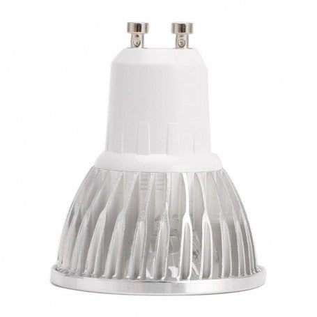 Bec LED GU10 cu radiator din aluminiu si soclu standard, vedere laterala