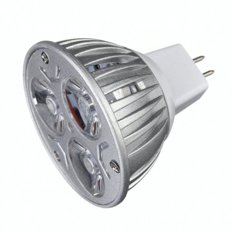 Bec LED MR16 3W 220V cu radiator din aluminiu vedere laterala