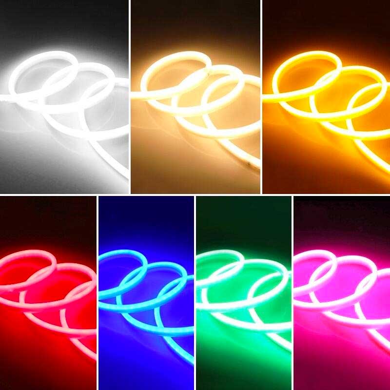 Banda LED Neon Flex disponibila in 7 culori: alb, alb cald, galben, rosu, albastru, verde, roz