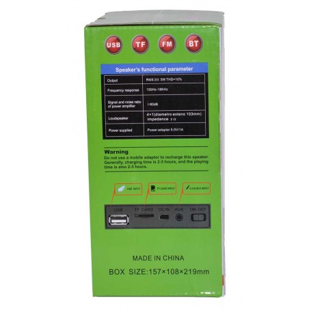 Cutie boxa portabila, specificatii tehnice: iesire 5W RMS, frecventa 150Hz-18KHz, alimentare 5V/1A