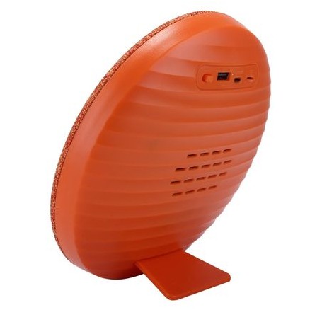Boxa portabila 6W, vedere spate cu port USB, slot microSD si suport stabil inclus