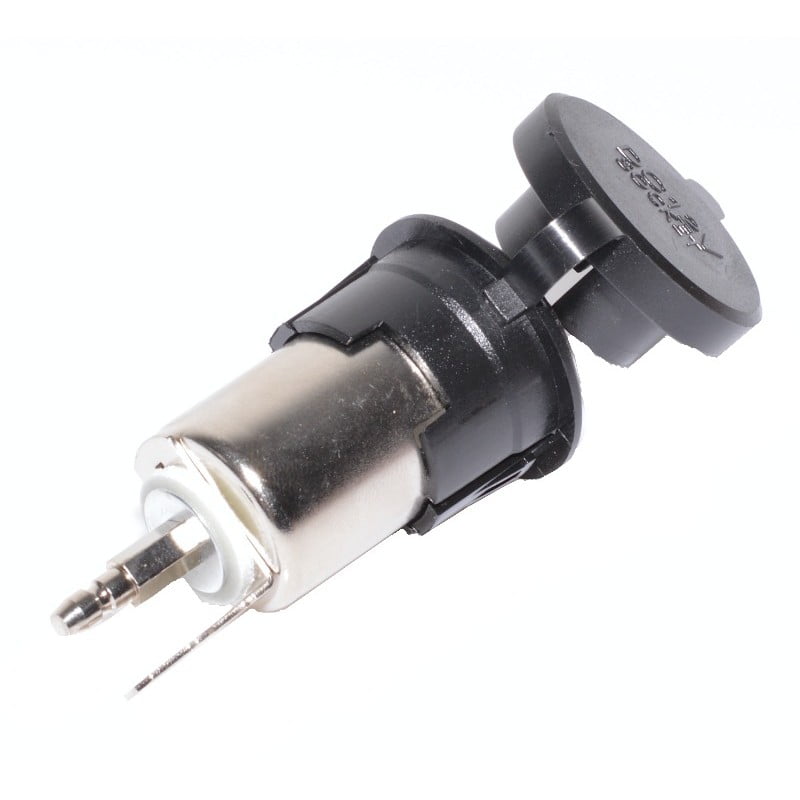 Priza bricheta auto 12V DC, vedere laterala cu capac inchis si contacte metalice vizibile